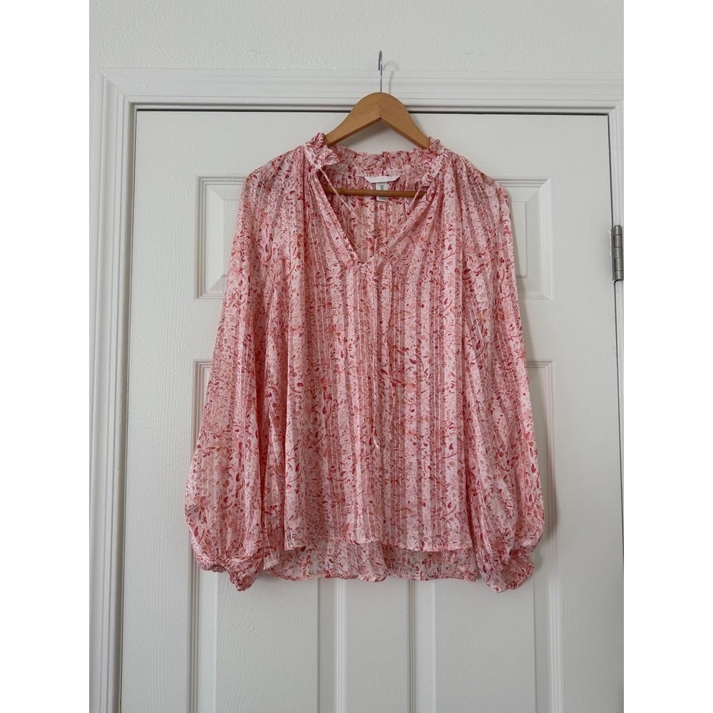 H&M Pink Floral Sheer Blouse Small